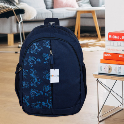 HOMESTIC by Kuber Industries 3 Compartments Half Print Mini School Backpack for Boys & Girls|Navy Blue 20 L Backpack(Blue)