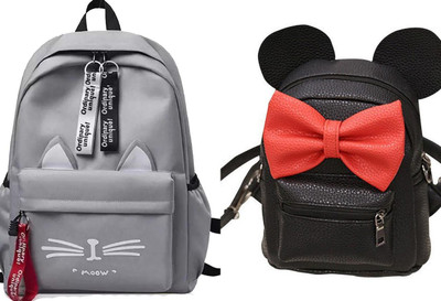 KSC CT-GRY@@_1 & MICKY BLACK GIRL BACKPACK_@ Backpack(Grey, Black, 30 L)