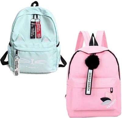 Shishtha Girls Trendy & Stylish Backpacks Combo 20 L Backpack(Multicolor, Pink)