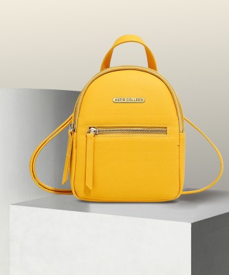 ASTIR COLLEEN Leather Women/Girls Sling Bag Cum Backpack (Flat-Zip) 10 L Backpack(Yellow)