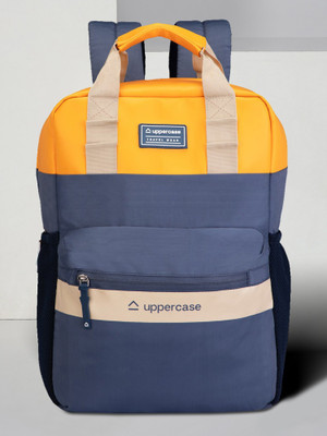 Uppercase Vegan Leather 14.6'', Rainproof Zippers 17 L Laptop Backpack(Blue)