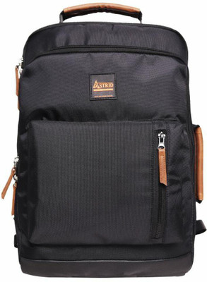 ASTRID Multicompartment Rectangle Backpack Medium Size With Laptop Compartment 18 L Backpack(Black)