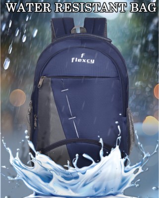 FLEXCY LEATHER NAVY BLUE FLEXCY NEW THREE PARTITION BACKPACK_14 35 L Backpack(Blue)