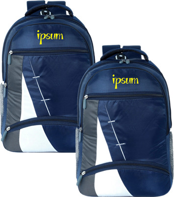 IPSUM Waterproof Premium College/School/Office Bag for Travel Pack of 2 combo Bag 35 L Laptop Backpack(Blue)