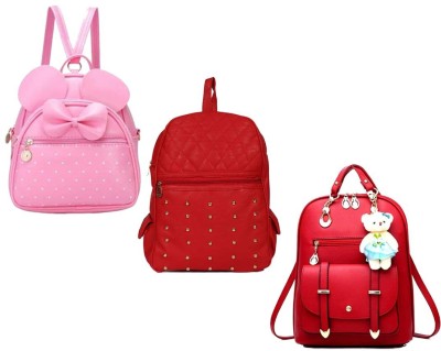 QUASHIMI COLLECTION BP-16-bb-pnk-2in1+red-kk+red-crn-pithu-cmbo 6 L Backpack(Pink, Red, Red)