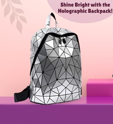 DOSYSO Laptop Backpack Luminous Geometric Holographic Reflective Bag 20 L Backpack(Silver)