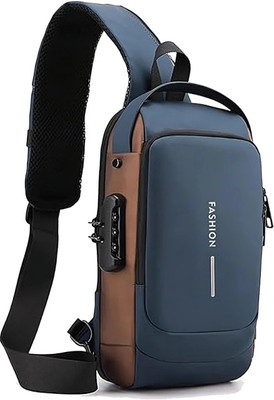MARSRTH Anti-Theft Chest Casual Shoulder Bag,Travel Hiking Side Bag Blue Golden 1.5 L Backpack(Multicolor)