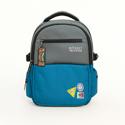Monkey Troopers Glitch 27 L Laptop Backpack(Blue, Grey)