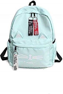 HouseOfCommon Woman And Girls School College Cat Face Bag 10 L Laptop Backpack(Green)