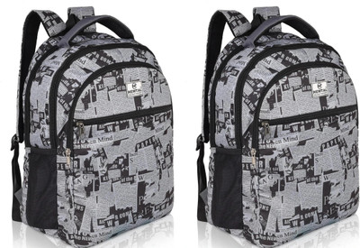 newtal Printed School Bag for Kids – Fun Cartoon Design with Large Storage Space 35 L Backpack(Black, Grey)