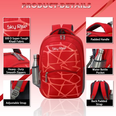 SKY RISE 35 L Casual Waterproof Laptop Bag school and college bag 35 L Laptop Backpack(Red)