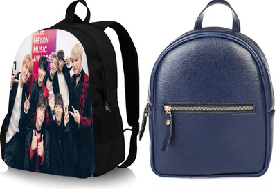 khatushyam collection A_DGTL-011 & leather look blue backpack_12_abc 30 L Backpack(Multicolor, Black)
