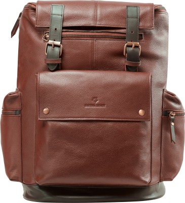 Eastern Legacy BR0WN SOLID LEATHER-UNISEX ANTITHEFT LAPTOP BACKPACK 22 L Laptop Backpack(Brown)