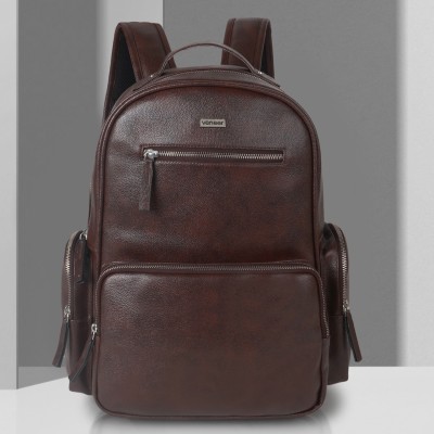 Veneer Casual Vegan Leather Travel Office College Daytrip YKK Zippers Unisex Backpack 45 L Laptop Backpack(Brown)