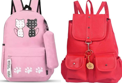khatushyam collection A_001 PNJAPNK_-1 & RED-4PKT-BACKPACK-SINGLE_abc 30 L Backpack(Pink, Red)