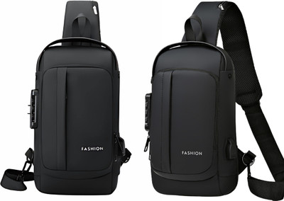 LUHI Sling Bag Stylish Waterproof Crossbody Bag Lock USB Charging Port for Men Women 6 L Backpack(Grey)