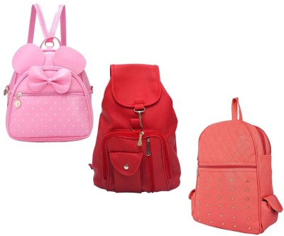 QUASHIMI COLLECTION BP-23-bb-pnk-2in1+red-cmra+pch-kk-pithu-cmbo 6 L Backpack(Pink, Red, Orange)