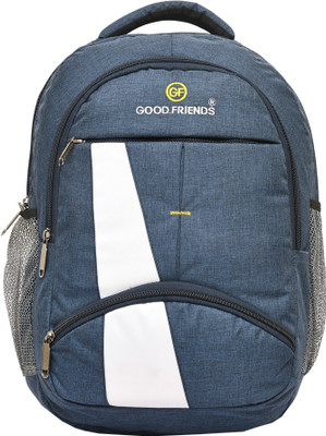 GOOD FRIENDS Polyester Waterproof College School Bag with Laptop Compartment 35 L Laptop Backpack(Blue)