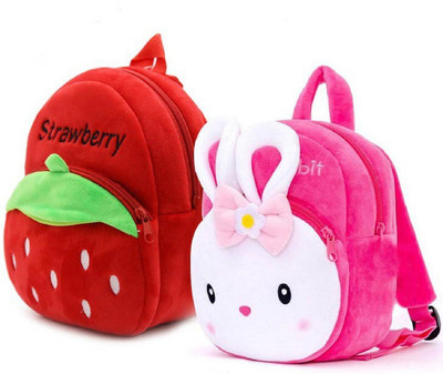 7Eleven Enterprise Kid School Bag Strawberry with Rabbit Cartoon Velvet Soft Plush Bag Nursery to 5 11 L Backpack(Multicolor)