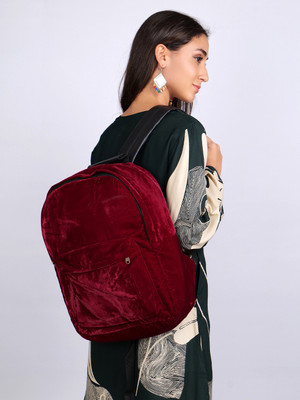 ANOUK Valvet Fabric School Packpack Red Color 5.6 L Backpack(Red)