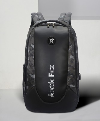 Arctic Fox Alarm Zipper System Anti-Theft Camo Black 35 L Laptop Backpack(Black)