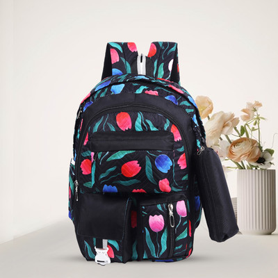 Baby Girl School Bags For Girls | Bags For Girls | Korean School Bags With Pencil Pouch 30 L Backpack(Black)