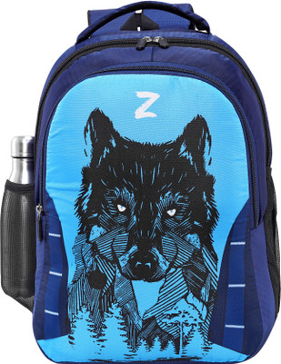 ZERUS Versatile Wolf Print Backpack for Boys Lightweight Bag for School & Outdoors 35 L Laptop Backpack(Blue)