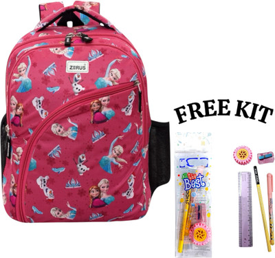 ZERUS Cartoon Print Kids School Bag Combo for Boys Girls with Free Study Kit 20 L Backpack(Pink)