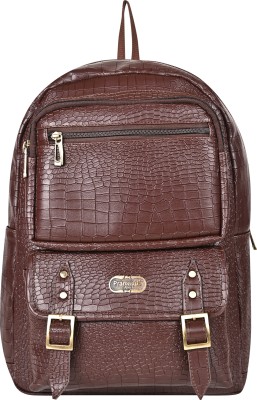 Pramadda Pure Luxury Trendy Croco vegan leather 15.6In laptop backpack for Office & Men Travel 25.5 L Laptop Backpack(Brown)