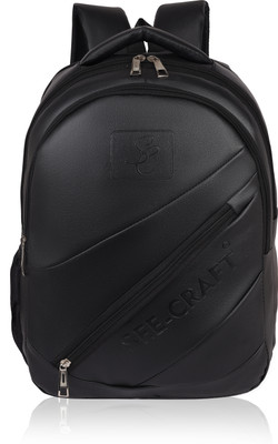 SEE-CRAFT Leather 25 L Laptop Backpack(Black)