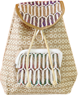 Soukhin JUTE BIG BAG FOR WOMEN 20 L Backpack(Beige)