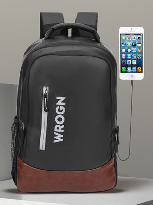 WROGN Large with USB Charging Port 15.6 inch with two Compartment 35 L Laptop Backpack(Black, Tan)