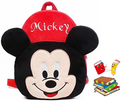 A Little Swag Kid'S School Backpack Fabric Micky Cartoons Soft Toy Bag Backpack Plush Bag 10 L Backpack(Red)