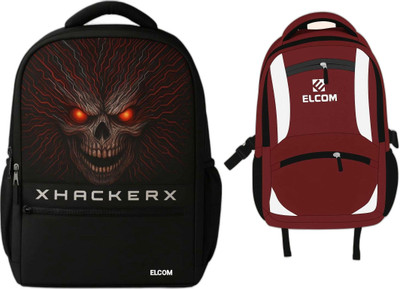 Elcom School, College & Travel Bag Laptop Bag for Boys, Girls, Men & Women Backbencher 25 L Backpack(Black, Maroon)