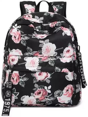 Lychee Bags Women Printed Canvas Backpack 10 L Backpack(Black)