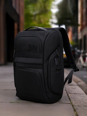 SWISS MILITARY Durham Backpack 15.6” Laptop Compartment, Multi-Zipper Pocket, USB Charging Port 20 L Backpack(Black)