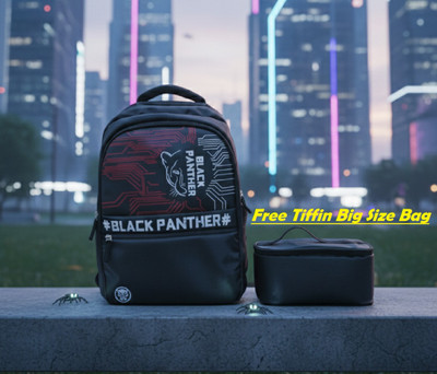 As sana BLACK PANTHER NEWEdition Bag(faux Leather) With 2 Hidden Pockets FREE TIFFIN BAG 35 L Laptop Backpack(Black)