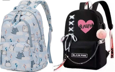 MishKav Black Pink 30 L Backpack(Black, Blue)