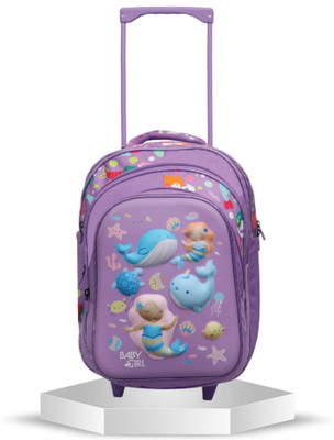 Baby Girl GIRL School Kids Trolley Bag Waterproof Mermaid Bag Kids School Multocomportment 35 L Trolley Backpack(Purple)