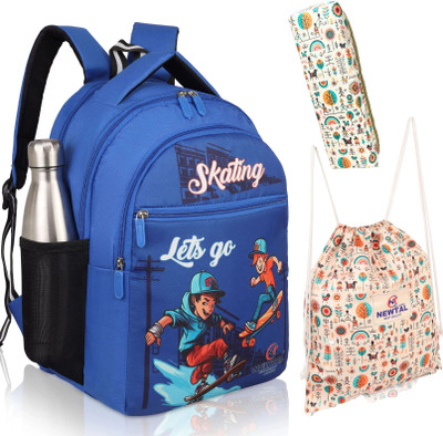 newtal Kids Printed School Bag With Pouch And Pencil Box 40 L Backpack(Blue)