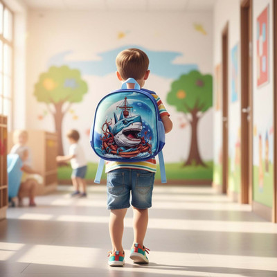 Sageware Durable Hard Shell School Bag for Kids Fun Cartoon Design Backpack for kids 10 L Backpack(Blue)
