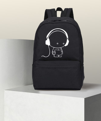 HouseOfCommon Black-music-backpack for women 20 L Backpack(Black)