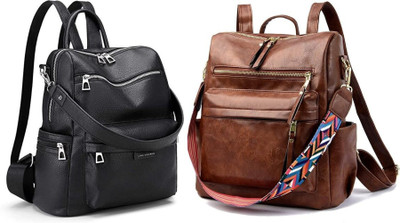 Spinsell Black Leather Backpack 25 L Trolley Laptop Backpack(Black, Brown)