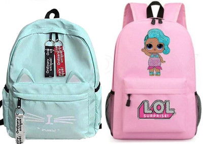 Plama CT_GRN_@_1_5 & LOL-PRINTPINK-1PC_4_@ 30 L Backpack(Green, Pink)