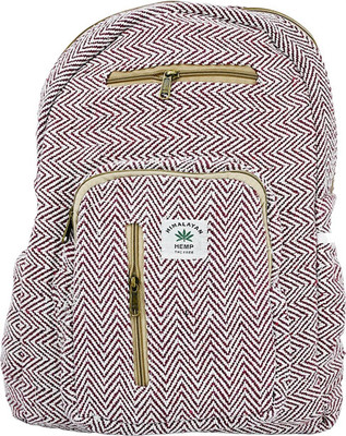 Onish Himalayan Hemp Backpack – Eco-Friendly Handcrafted Bag with Chevron Pattern 10 L Laptop Backpack(Red, White)