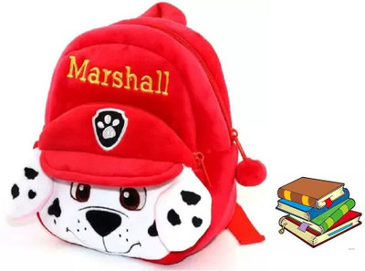 A Little Swag Kids School Marshal Fabric Cartoons Soft Plush Bag For Age 3-5 Year Kids 10 L Backpack(Red)