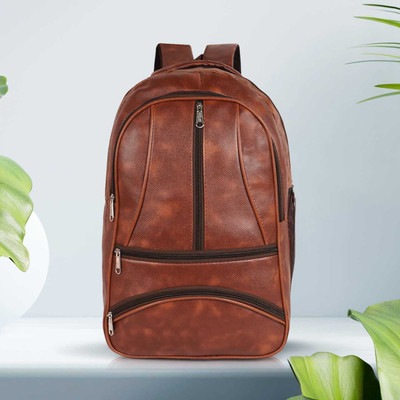 City Lite Large 34 L Classic Vegan Leather Laptop Bag (Tan) 34 L Laptop Backpack(Tan)