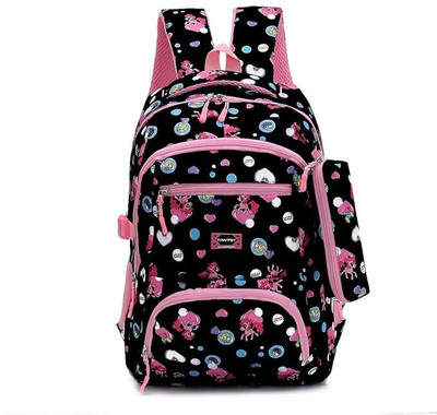 NAVELA Cartoon School Backpack for Girls Lightweight, Spacious & Stylish Kids Bag 26 L Laptop Backpack(Black)
