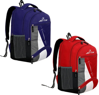 jettik High quality Combo Waterproof School Bag/College Bag Pack of 2 35 L Laptop Backpack(Blue, Red)