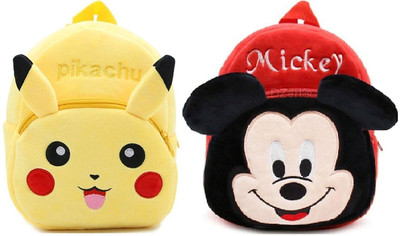 PAL Pikachu and Mickey Girls Stylish Soft Plus Bag ,Combo Of Kids School Bag 12 L Backpack(Multicolor)
